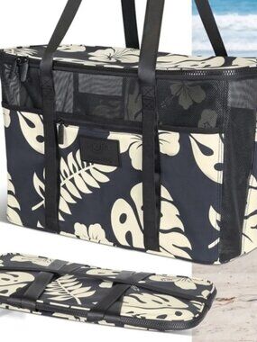CleverMade x Aloha Collection Black Collapsible Beach Tote - BNWT